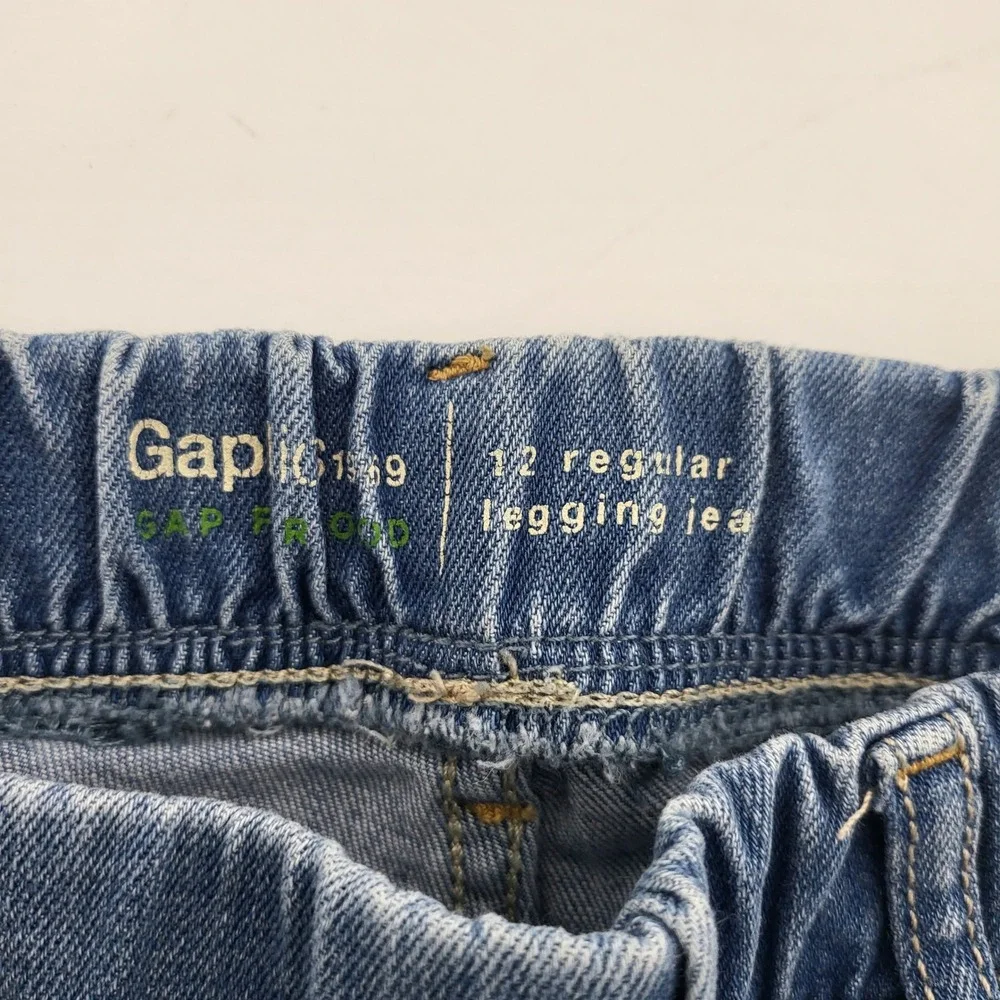 GapKids 1969 Girls Blue Distressed Pull‎ On Legging Jeans Size 12 Regular Skinny